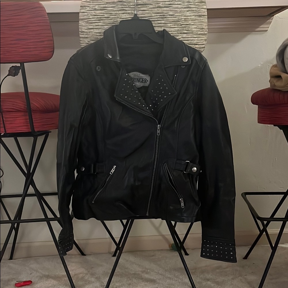 Black lambskin Leather Ladies DERRINGER jacket